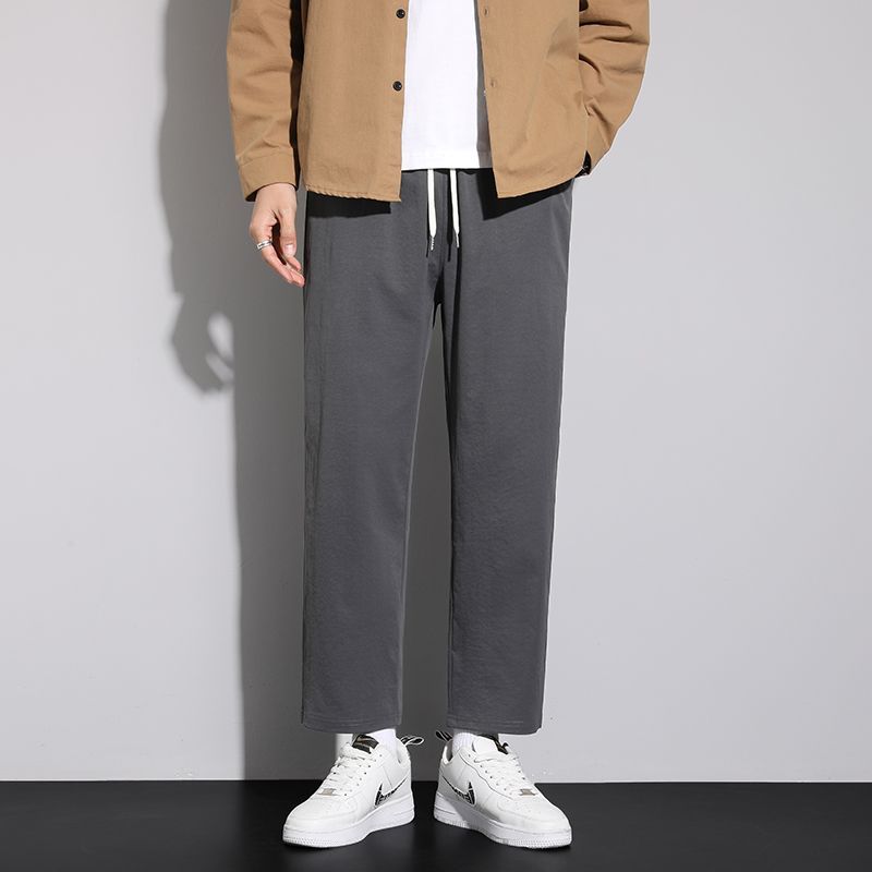 褲子男新款春秋潮流寬鬆百搭休閒直筒褲男生九分褲夏季闊腿褲薄款
