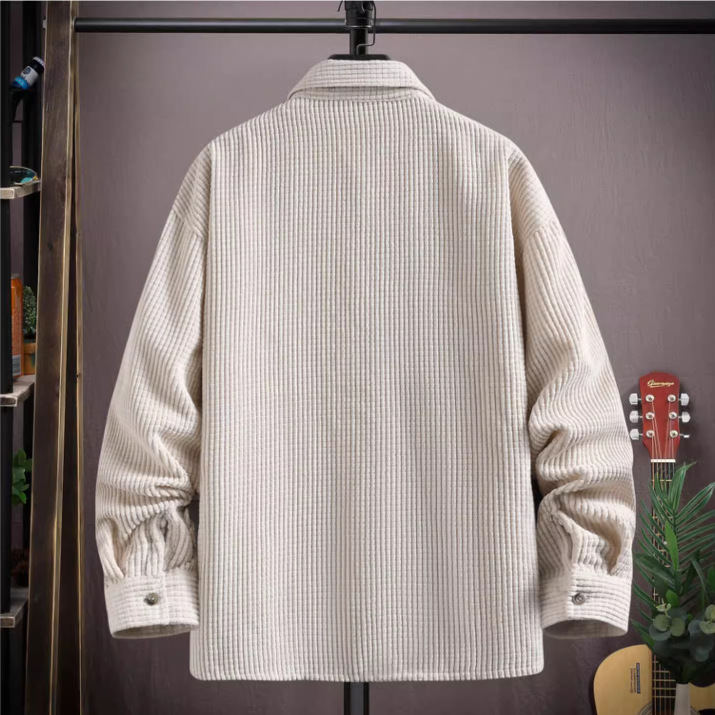 復古燈芯絨翻領長袖潮牌百搭襯衫