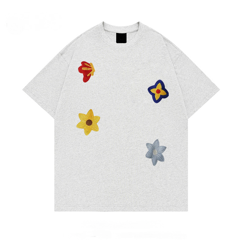美式復古寬鬆小眾設計感花卉印花短袖T恤