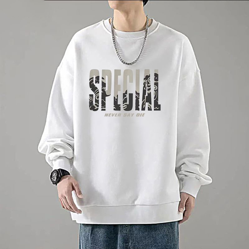 美式字母印花潮流圓領寬鬆長袖打底衫