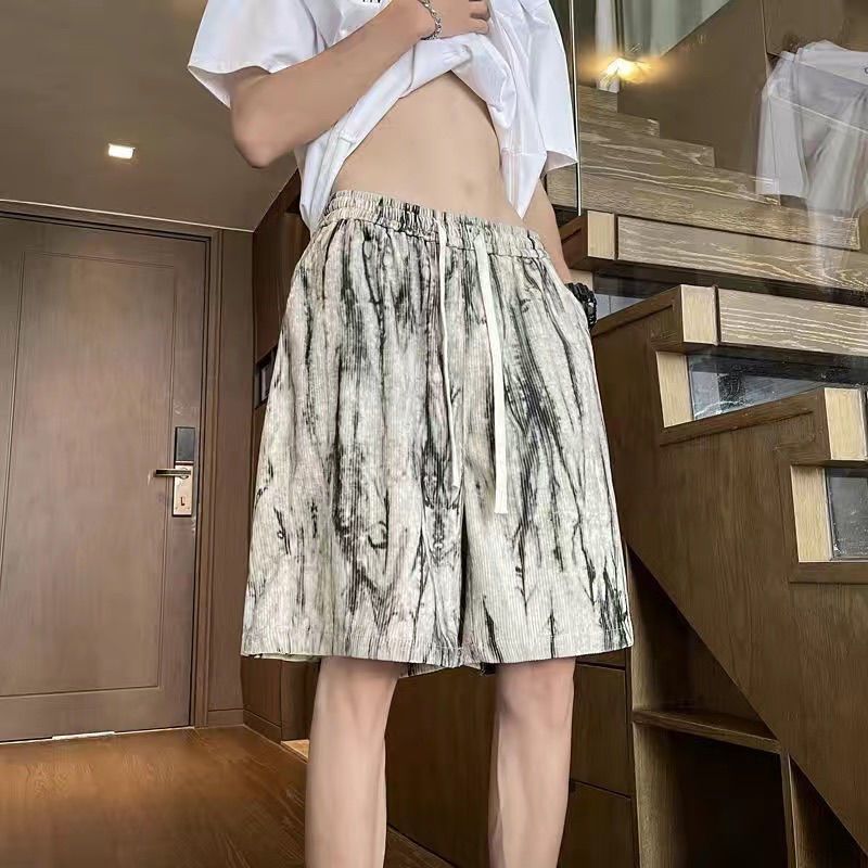 美式薄款扎染冰絲潮流五分寬鬆運動休閒短褲