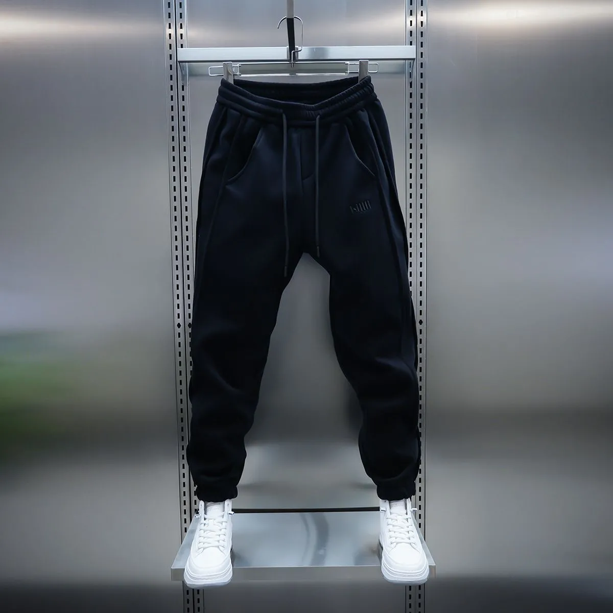 素色刺繡運動休閒潮流束腳彈力百搭哈倫褲