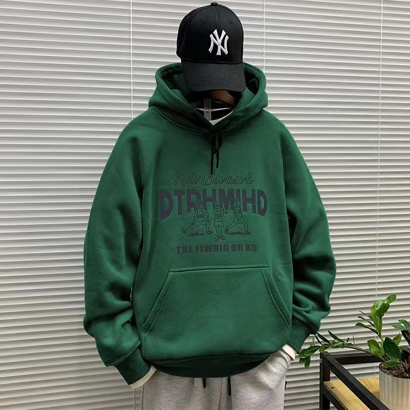 薄款/刷毛加厚圖案字母潮流寬鬆百搭連帽T