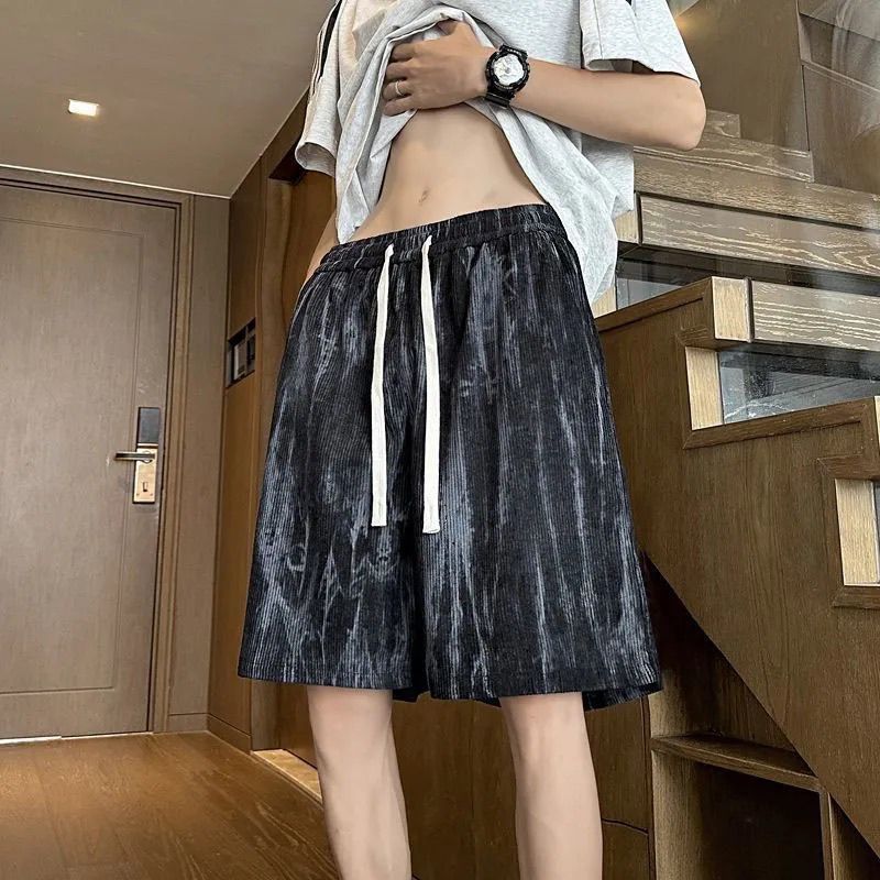 美式薄款扎染冰絲潮流五分寬鬆運動休閒短褲