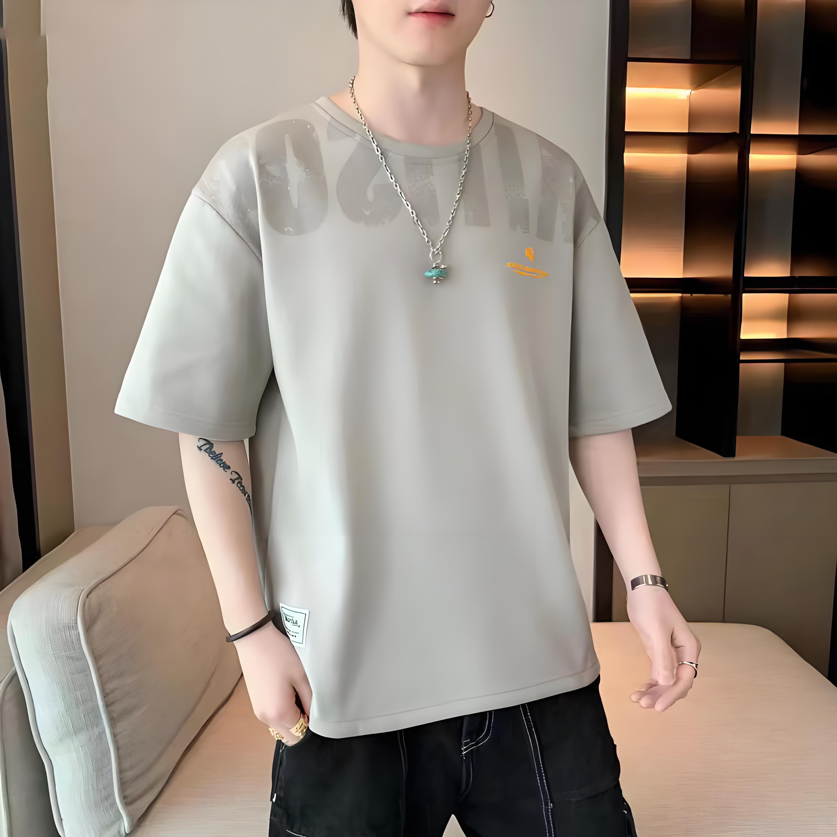 美式純棉寬鬆大碼半袖ins潮流印花短袖t恤