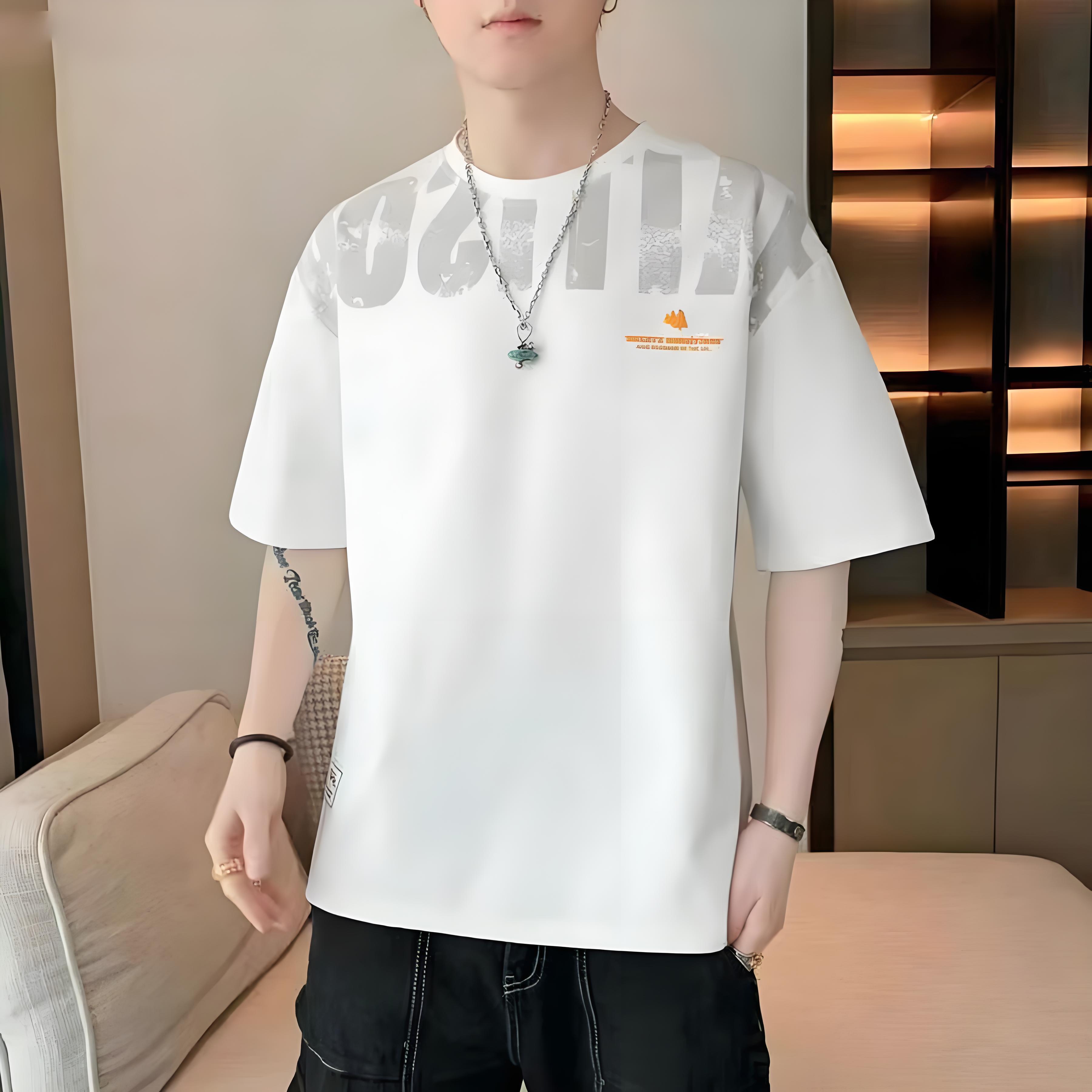 美式純棉寬鬆大碼半袖ins潮流印花短袖t恤