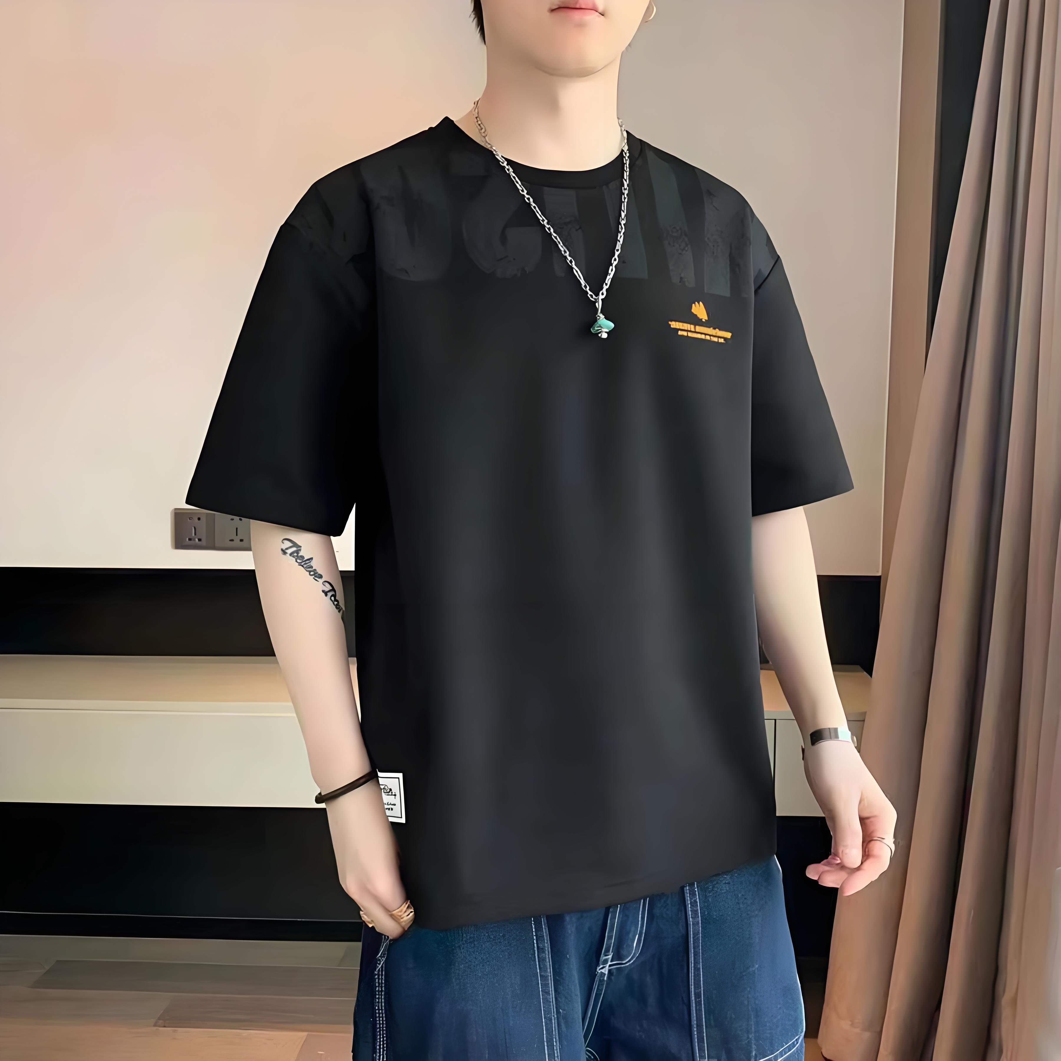 美式純棉寬鬆大碼半袖ins潮流印花短袖t恤