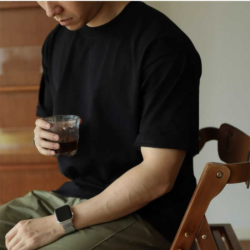 美式重磅純棉素色復古時尚寬鬆短袖T恤