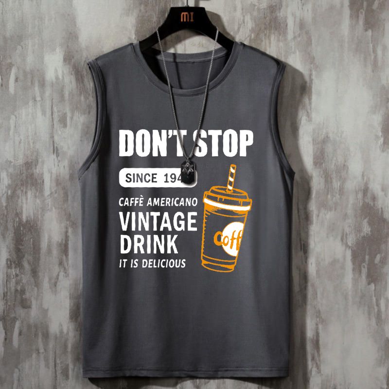 透氣速乾運動寬鬆休閒圓領背心無袖坎肩T恤