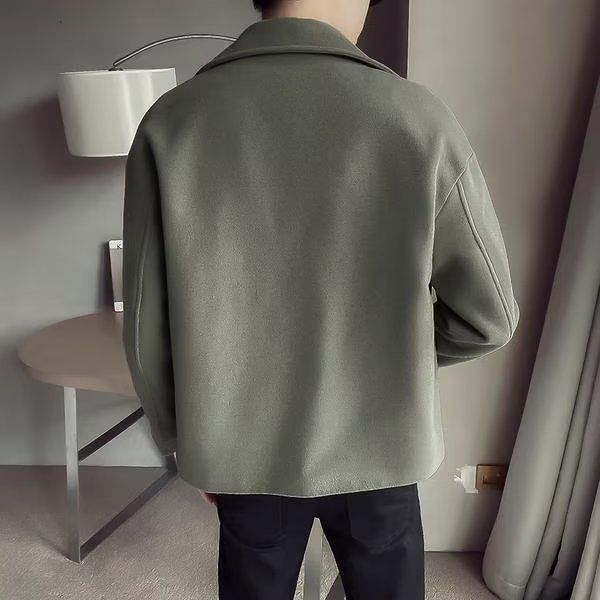 韓版潮流呢子夾克英倫風短版毛呢風衣外套