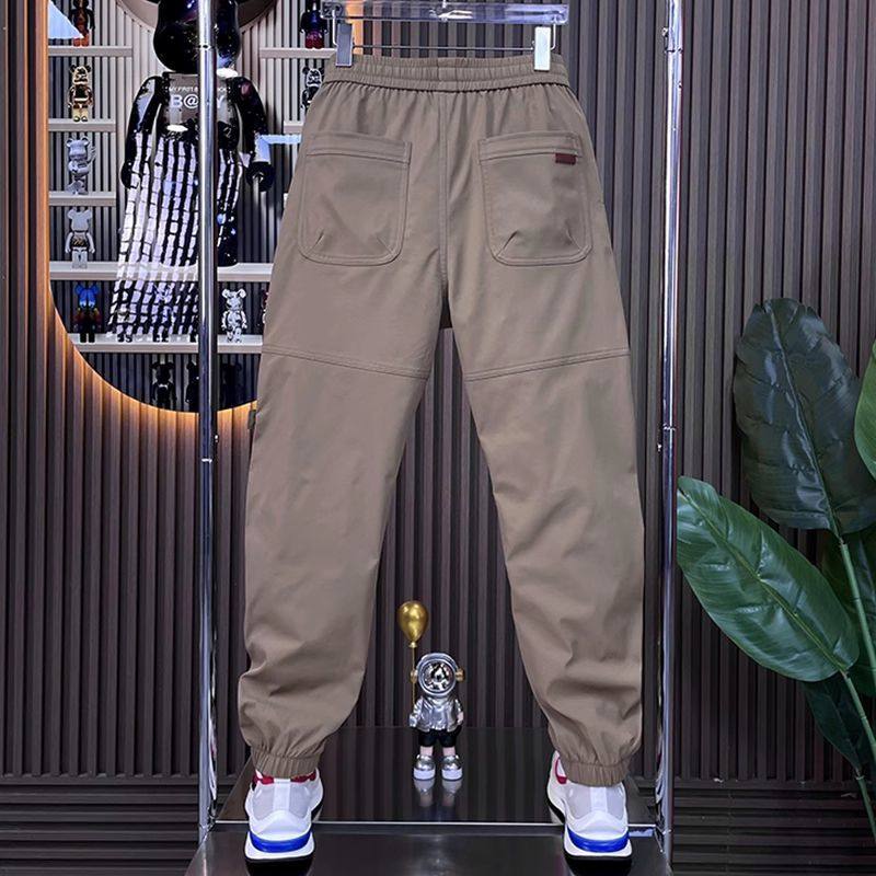 加絨工裝褲耐磨勞保潮牌寬鬆束腳休閒哈倫褲