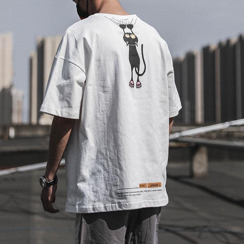 100%純棉簡約印花寬鬆透氣短袖T恤