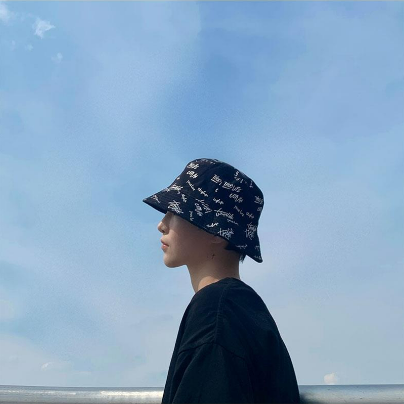 雙面戴黑色大頭圍嘻哈薄防曬網紅潮流漁夫帽