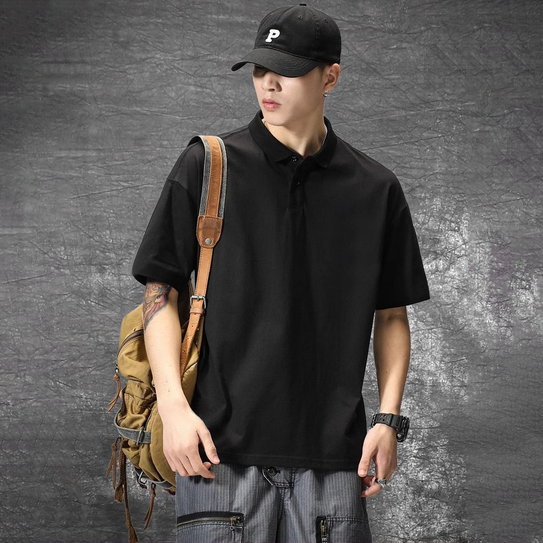 美式棉質重磅經典百搭休閒polo翻領短袖T恤
