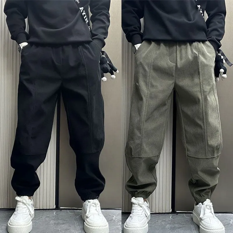 寬鬆運動休閒燈芯絨束腳褲