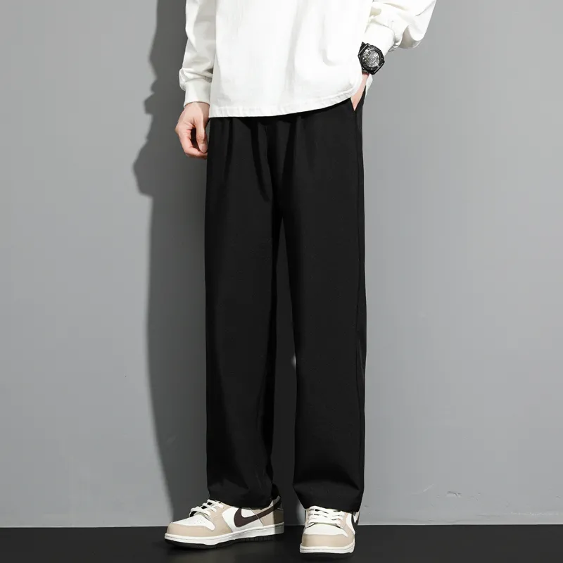 潮流休閒闊腿寬鬆直筒痞帥垂感西裝褲