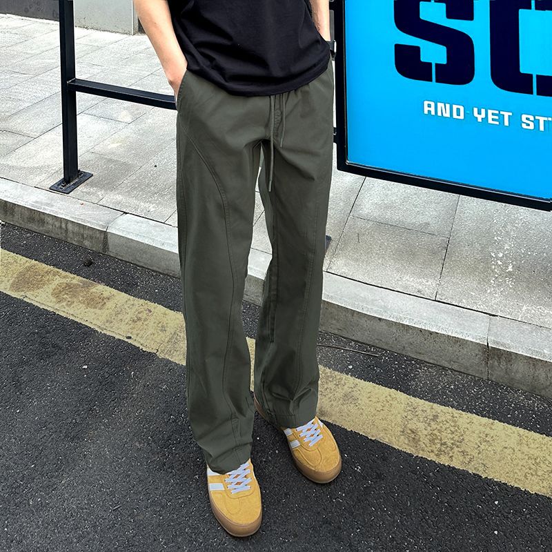 百搭斜切薄款顯高顯瘦涼感直筒休閒褲裝