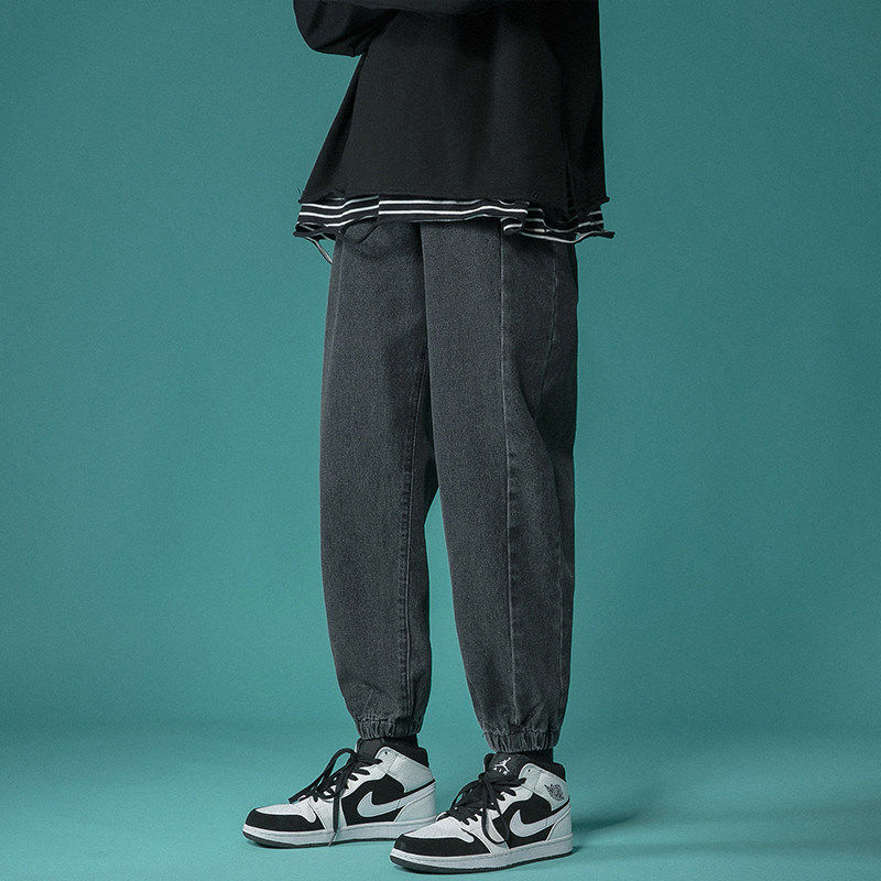 百搭潮流韓版束腳九分牛仔闊腿褲裝