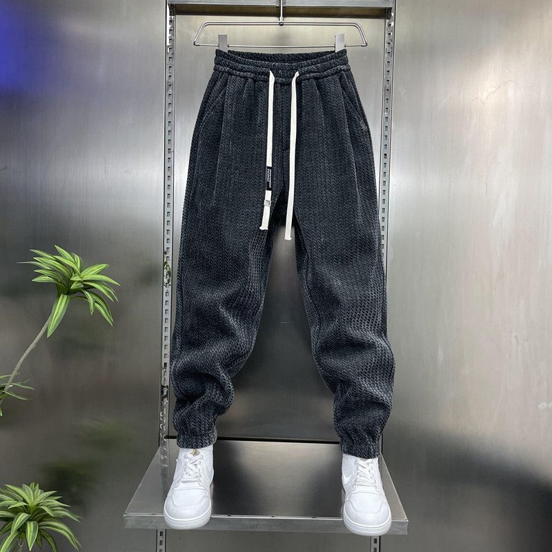 刷毛加厚小腳寬鬆百搭休閒運動束腳褲