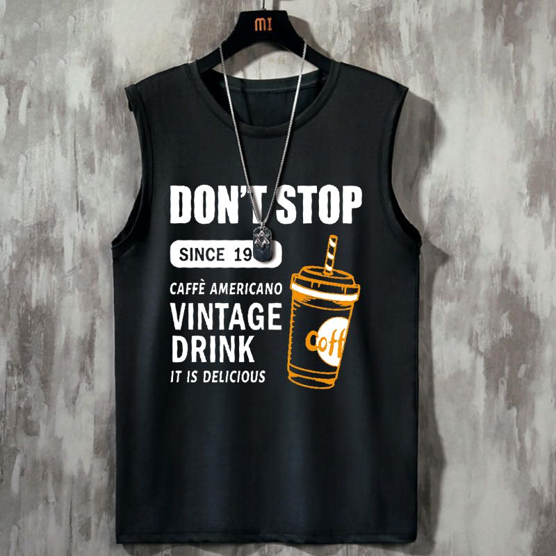 透氣速乾運動寬鬆休閒圓領背心無袖坎肩T恤