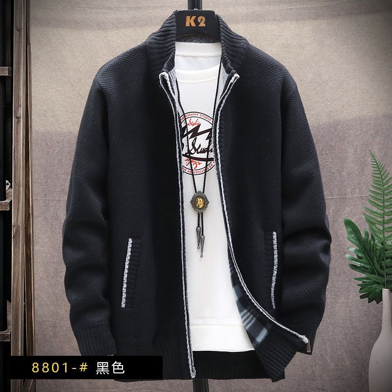 復古毛線針織衫格子長袖開衫