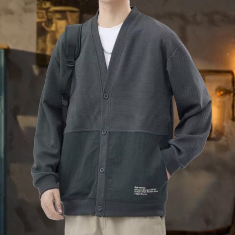 美式復古開衫衛衣長袖休閒時尚無領外套