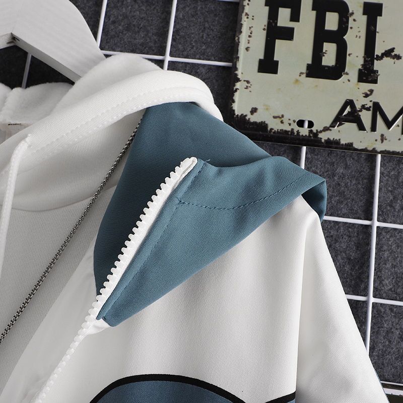 卡通連帽ins潮流撞色長袖夾克