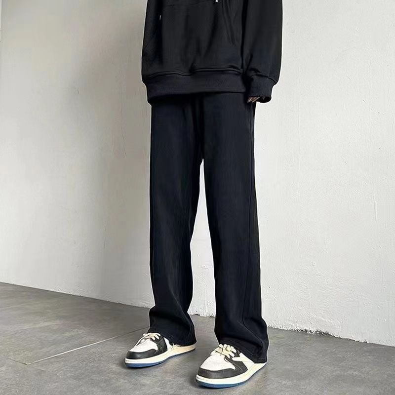 直筒鬆緊腰牛仔潮牌闊腿高街褲裝