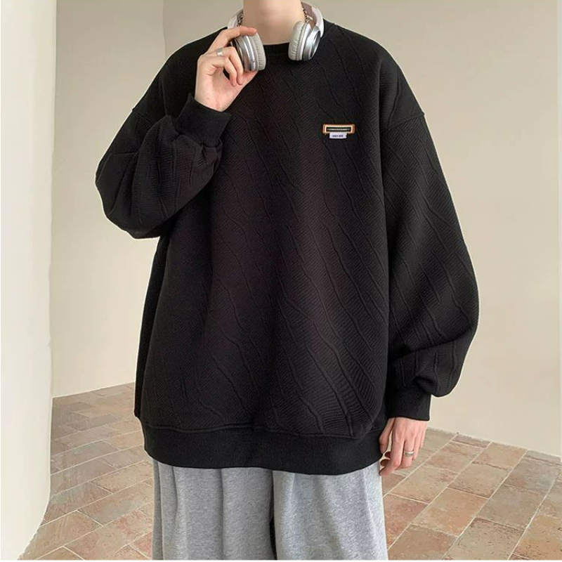 港味chic高街潮牌重磅肌理感圓領內搭長袖T恤