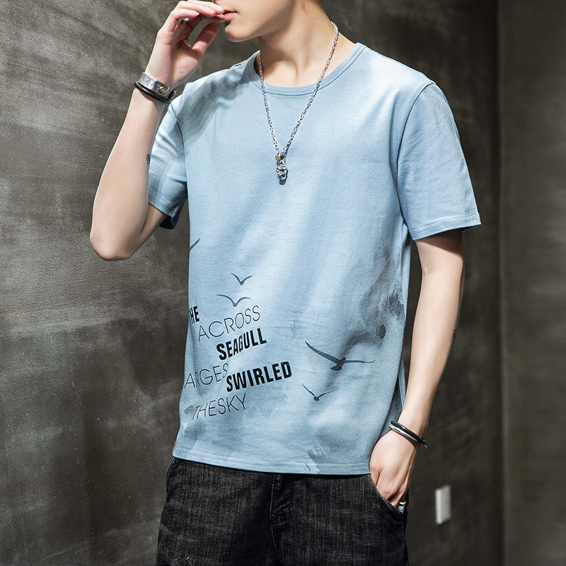 男士短袖t恤夏季潮流體桖寬鬆潮牌中國風青年男裝半袖丅恤上衣服