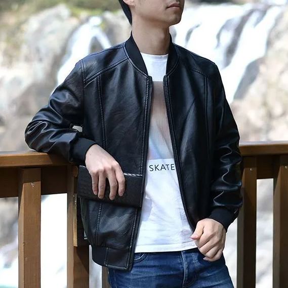 皮衣棒球領機車長袖潮流夾克