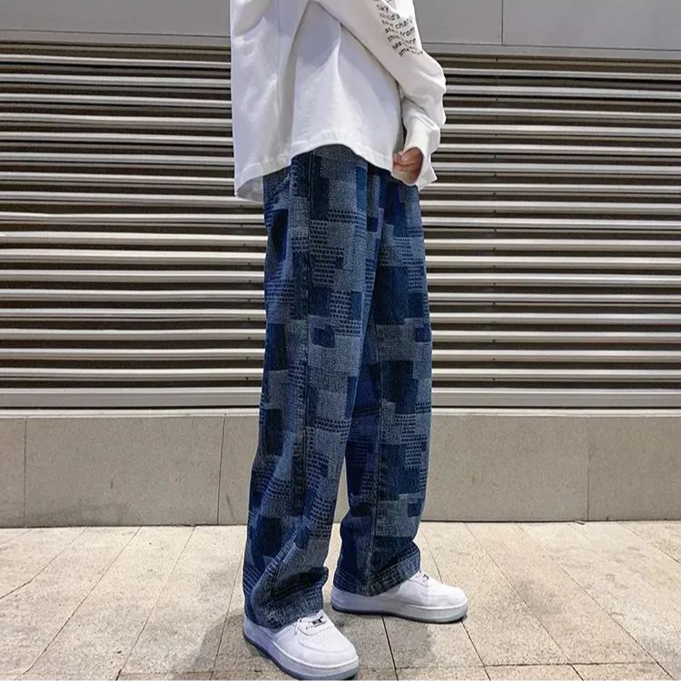 高街牛仔ins闊腿褲小眾潮牌直筒褲裝