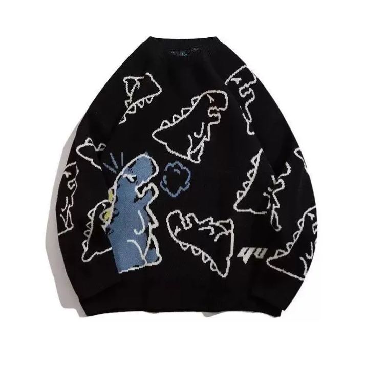 潮牌街頭卡通滿印圓領ins針織衫