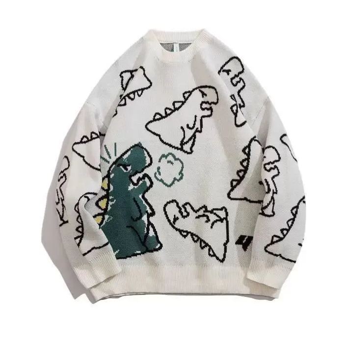 潮牌街頭卡通滿印圓領ins針織衫