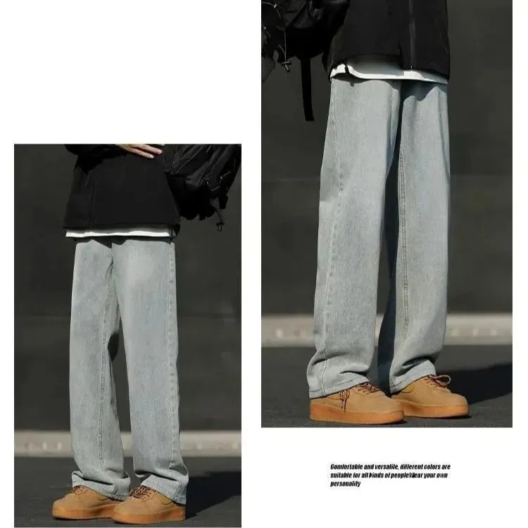 復古牛仔潮牌美式直筒長褲褲裝