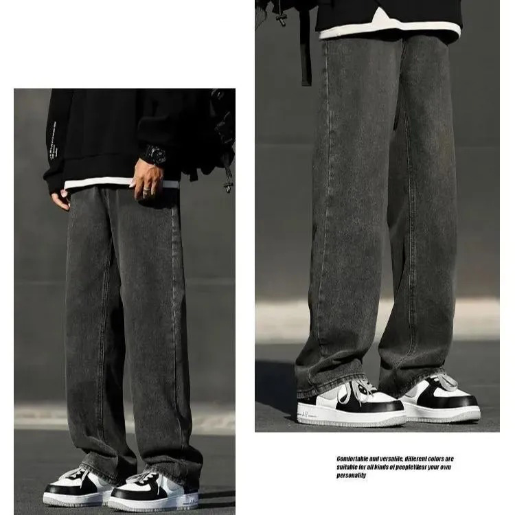 復古牛仔潮牌美式直筒長褲褲裝