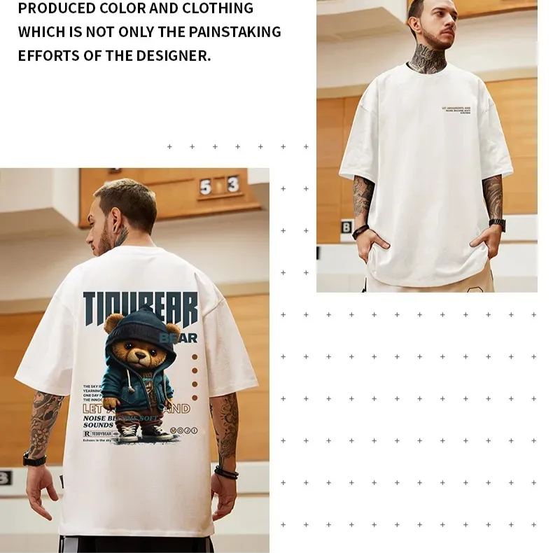 潮流情侶設計感寬鬆印花時尚休閒短袖T恤