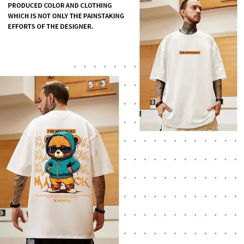 潮流情侶設計感寬鬆印花時尚休閒短袖T恤