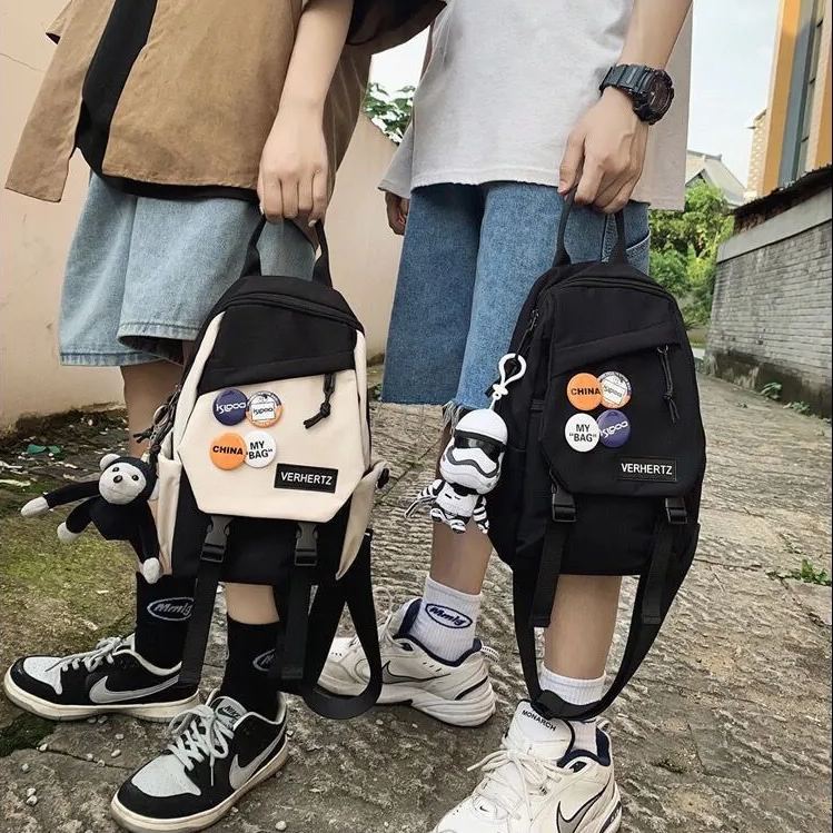 日系休閑大容量撞色斜挎單肩胸包