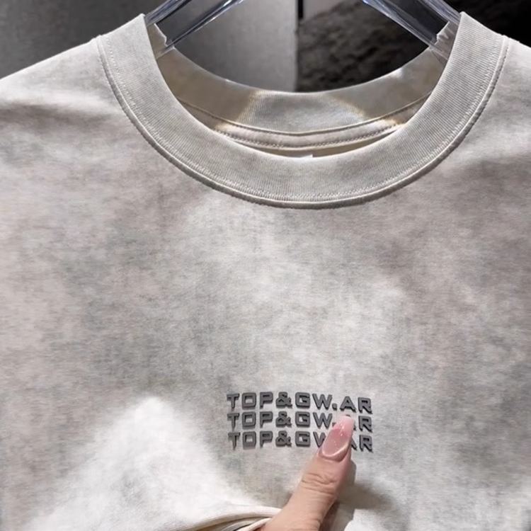 扎染潮流休閒字母立體鋼印涼感透氣短袖T恤