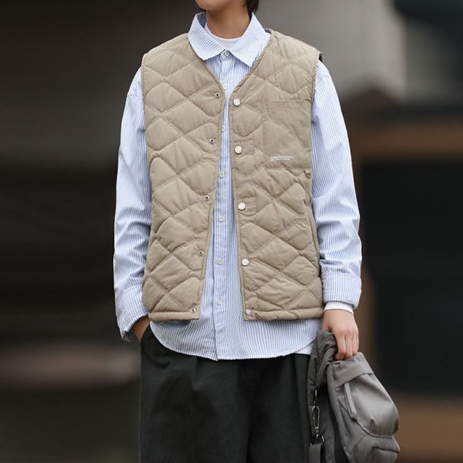 加棉疊穿休閒輕薄保暖工裝馬甲開衫