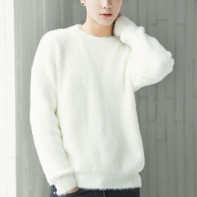 時尚潮流刷毛加厚針織打底衫水貂絨毛衣