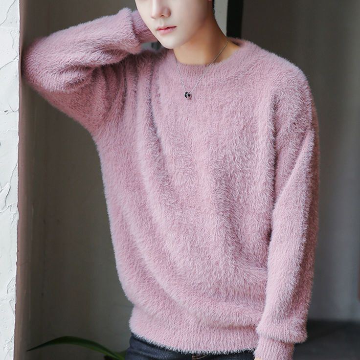 時尚潮流刷毛加厚針織打底衫水貂絨毛衣