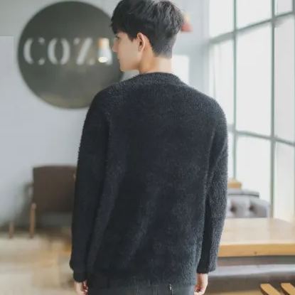 時尚潮流刷毛加厚針織打底衫水貂絨毛衣