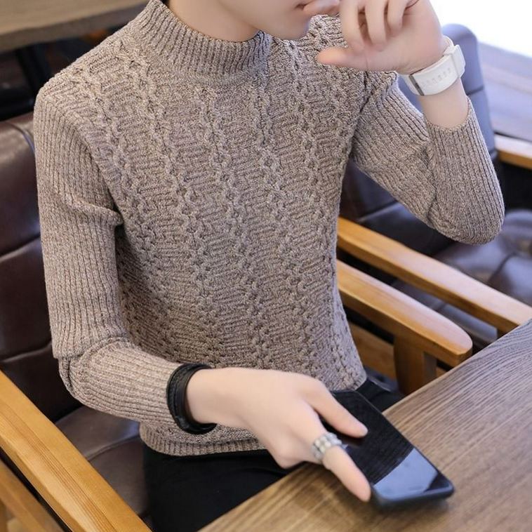 韓版潮流修身加厚針織衫半高領毛衣