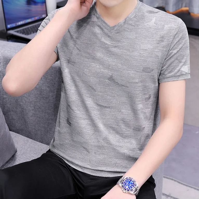 時尚潮流百搭休閒涼感冰絲短袖T恤