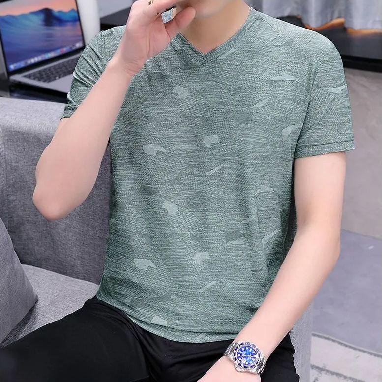 時尚潮流百搭休閒涼感冰絲短袖T恤