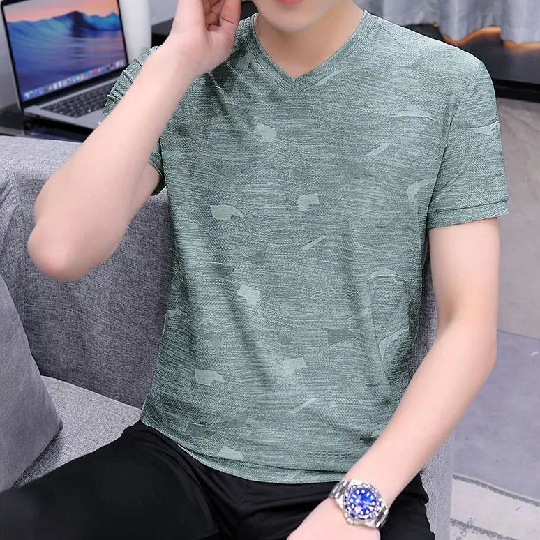 時尚潮流百搭休閒涼感冰絲短袖T恤