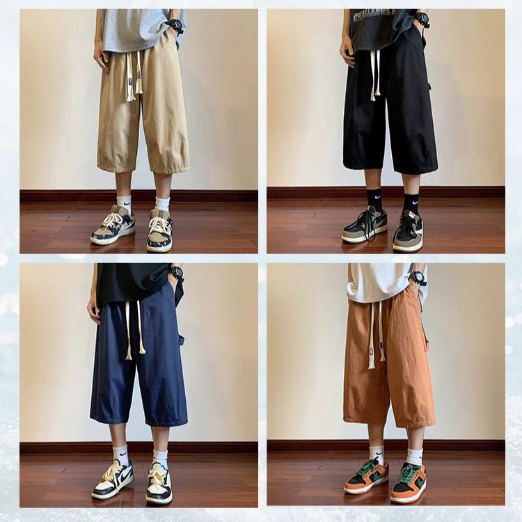 薄款寬鬆休閒運動風過膝八分褲裝