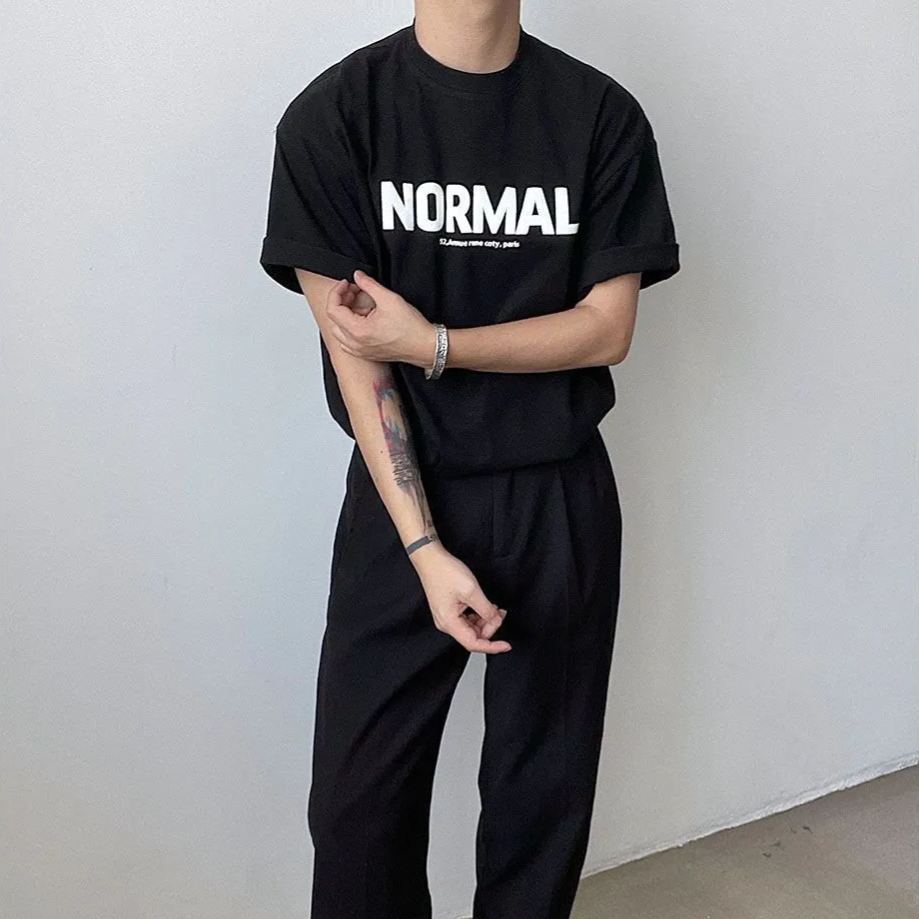 純棉休閒百搭寬鬆字母印花短袖T恤